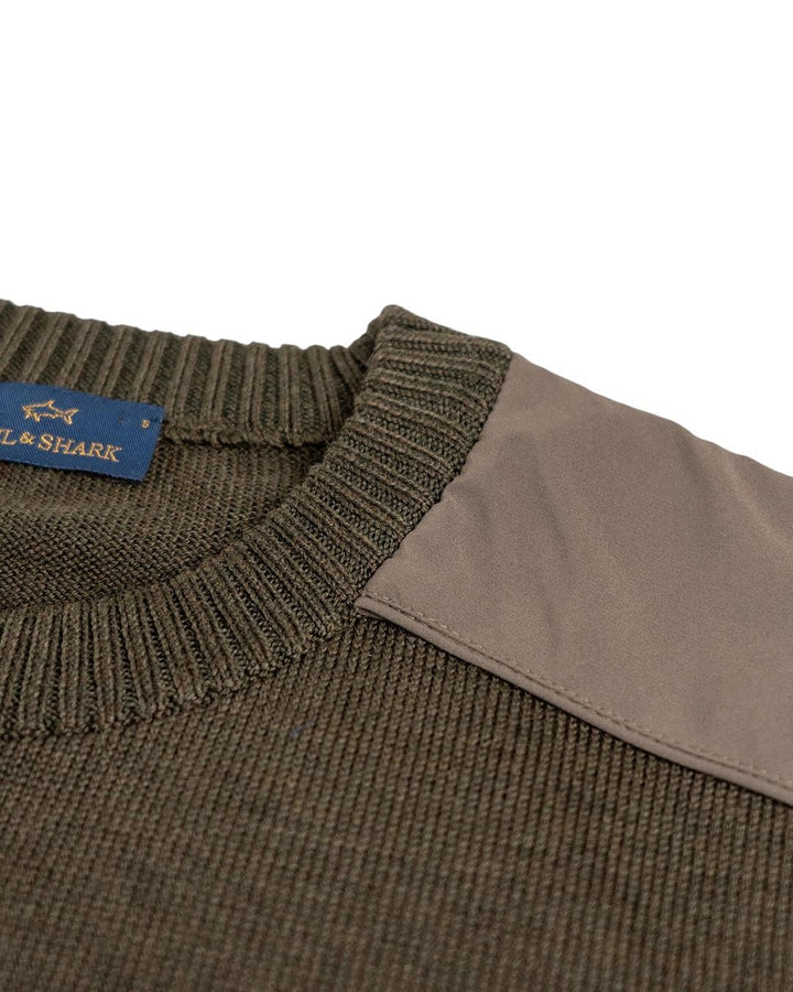 Paul & Shark Typhoon Re4x4 Soft Cool Touch Wool Crewneck | Olive