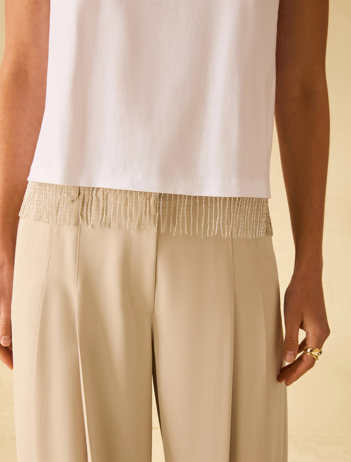 PennyBlack Beaded fringe T-shirt | White
