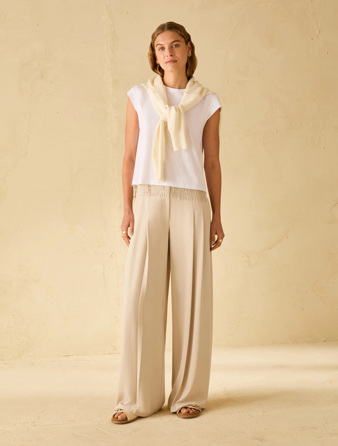 PennyBlack Beaded fringe T-shirt | White