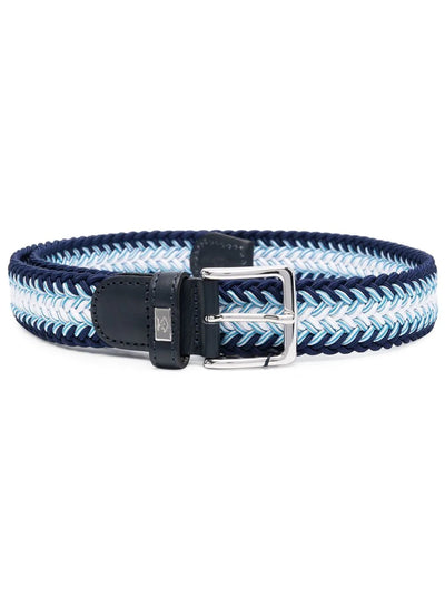 Paul & Shark Leather Trimmed Woven Belt | Blue/Light Blue