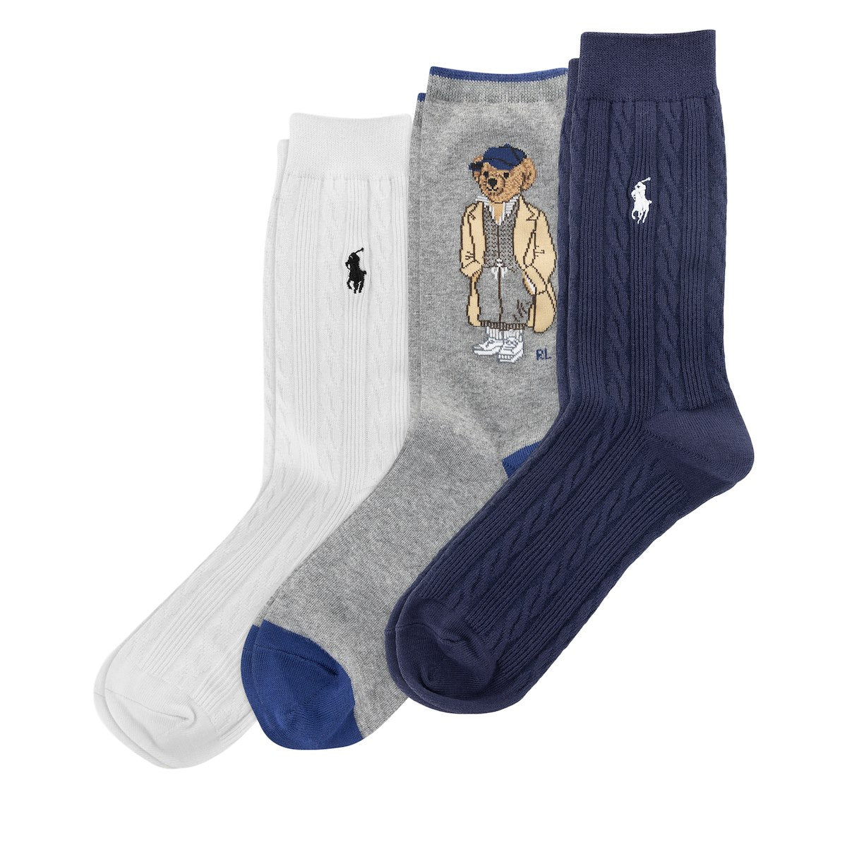 Ralph Lauren Polo Bear Sock 3-Pack | Navy/Grey/Ivory