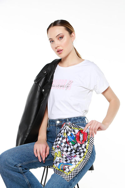 Never Needy Checkered Scarf | Multi/White