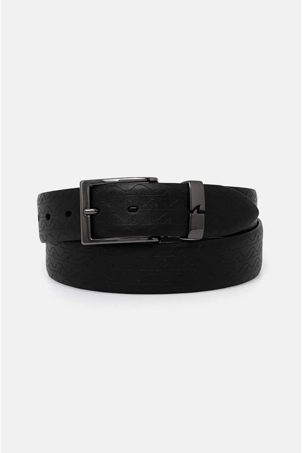 Paul & Shark Monogram Leather Belt | Black