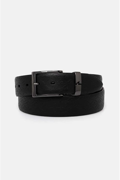 Paul & Shark Monogram Leather Belt | Black
