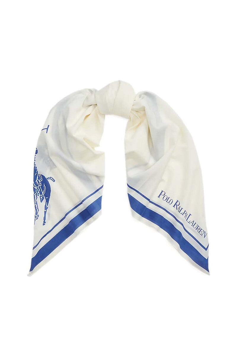 Ralph Lauren Big Pony Cotton Scarf | Cream/Royal