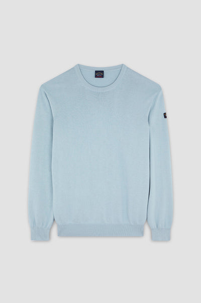 Paul & Shark Garment Dyed Pima Cotton Crewneck Sweater | Ether Blue