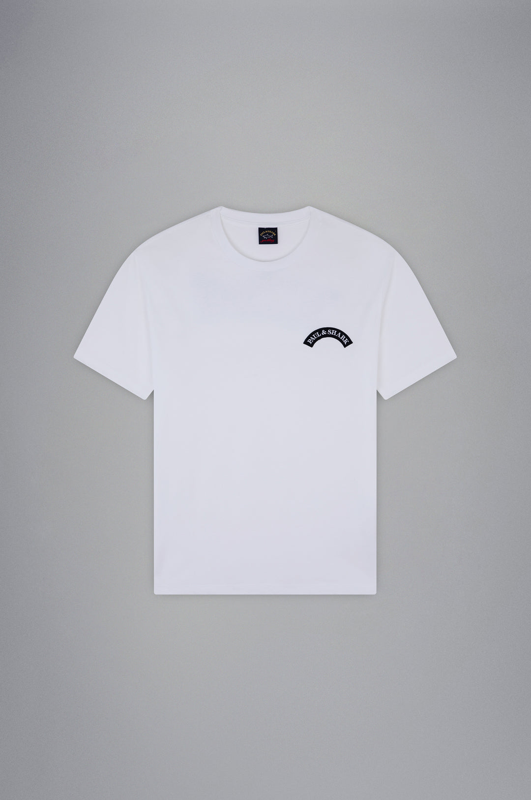 Paul & Shark Organic Cotton T-Shirt with Shark Print and P&S Badge | White