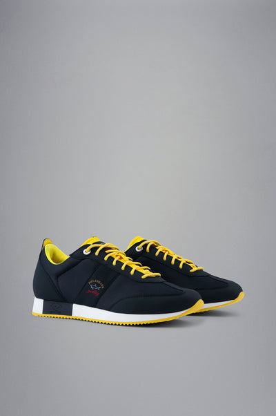 Paul & Shark Hybrid Trainers with Fabric Tech and Leather | Navy/Yellow