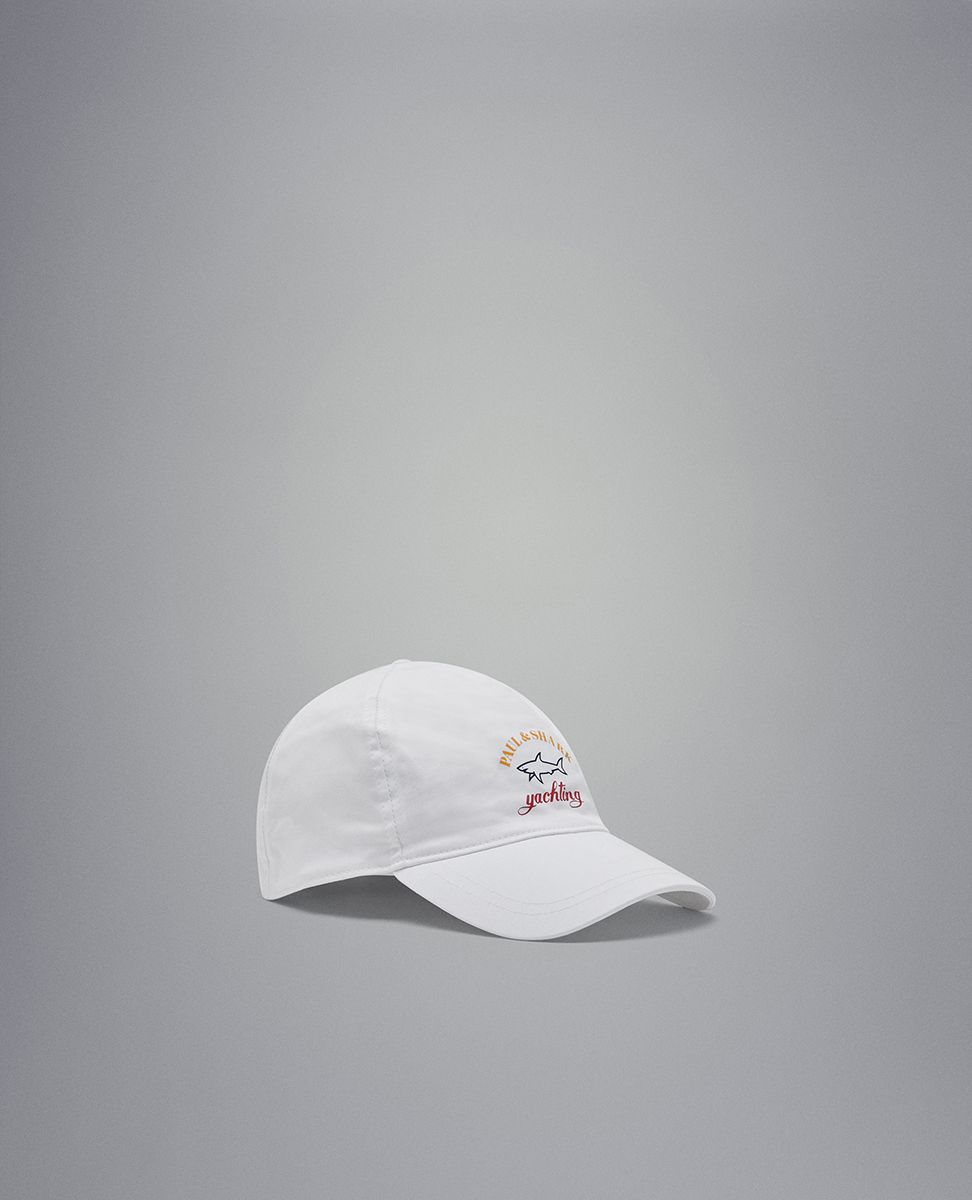Paul & Shark Cotton Baseball Cap with Printed Logo | White