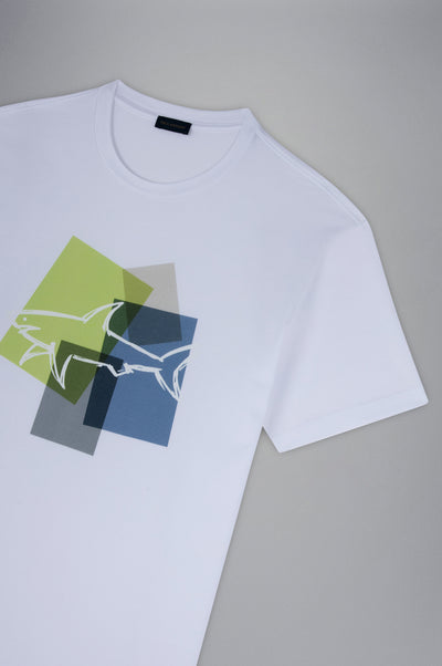 Paul & Shark Cotton Jersey T-shirt with Shark Print | White