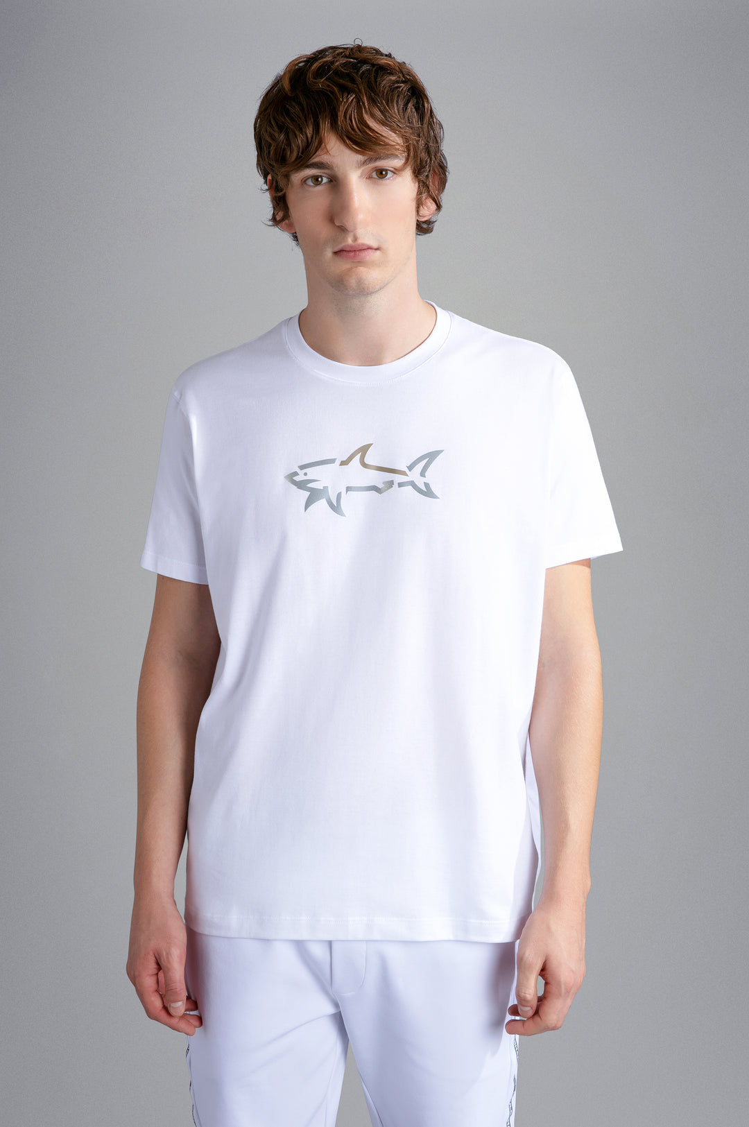 Paul & Shark Cotton Jersey T-shirt with Shark Print | White