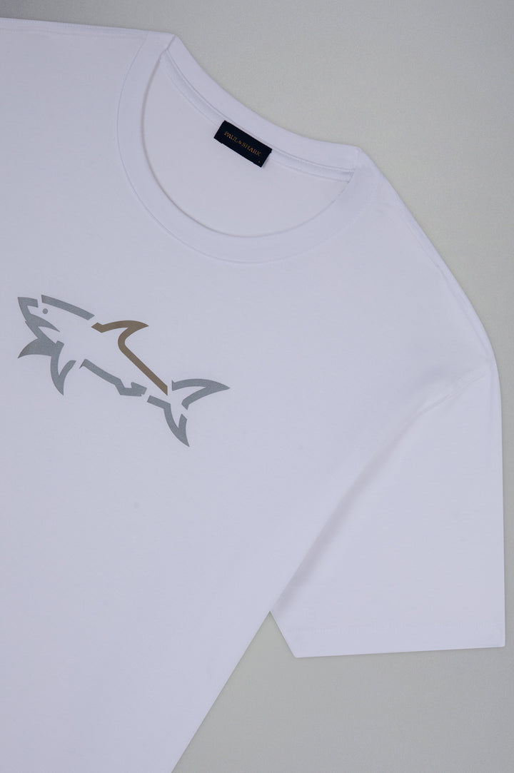 Paul & Shark Cotton Jersey T-shirt with Shark Print | White