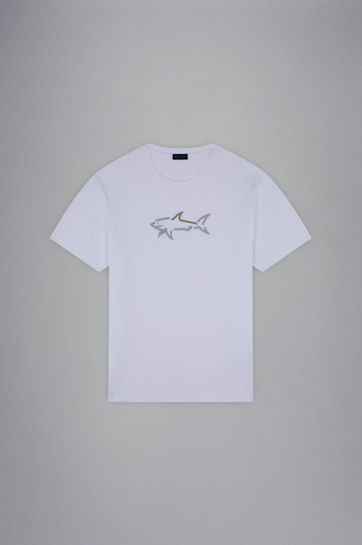 Paul & Shark Cotton Jersey T-shirt with Shark Print | White