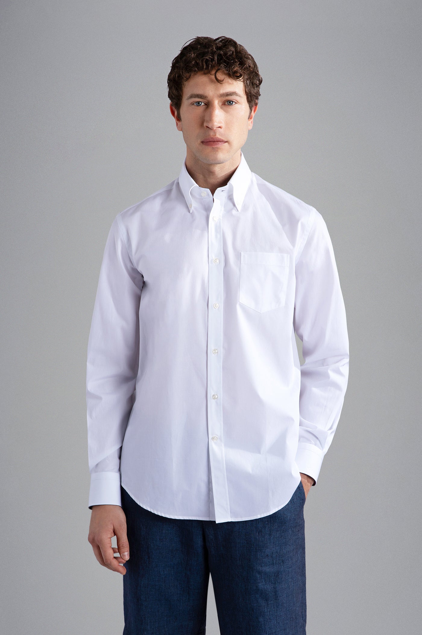 Paul & Shark Cotton Poplin Shirt with Flags | White