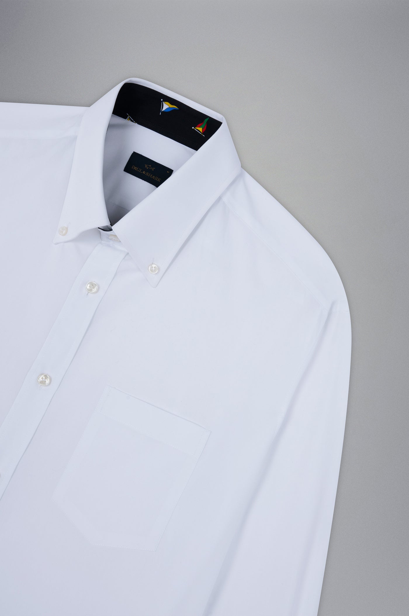 Paul & Shark Cotton Poplin Shirt with Flags | White