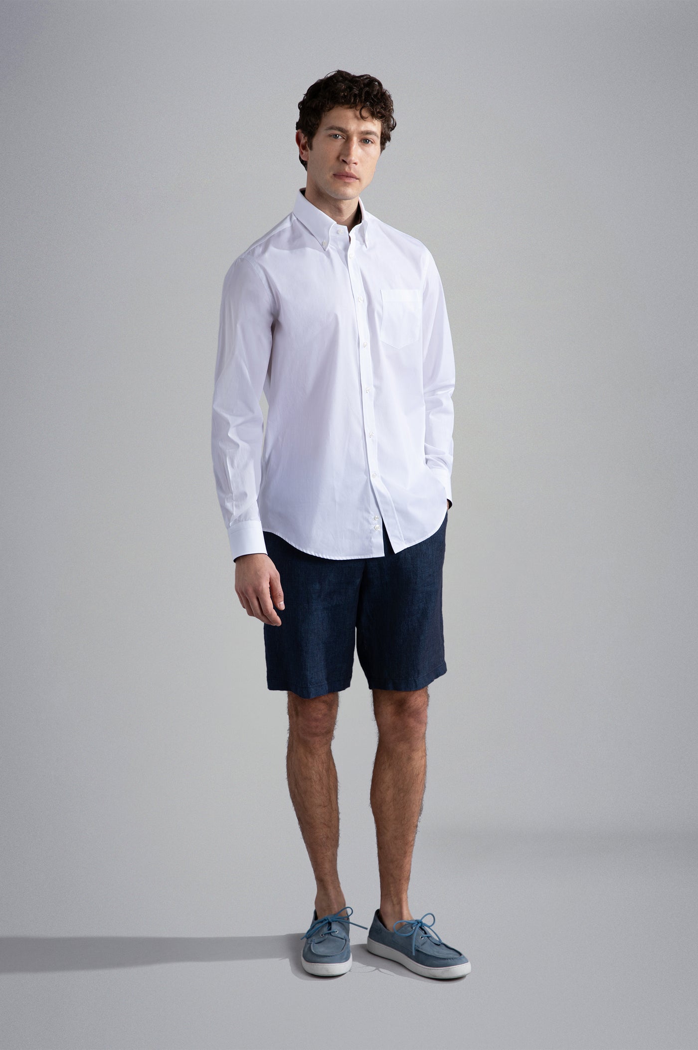 Paul & Shark Cotton Poplin Shirt with Flags | White