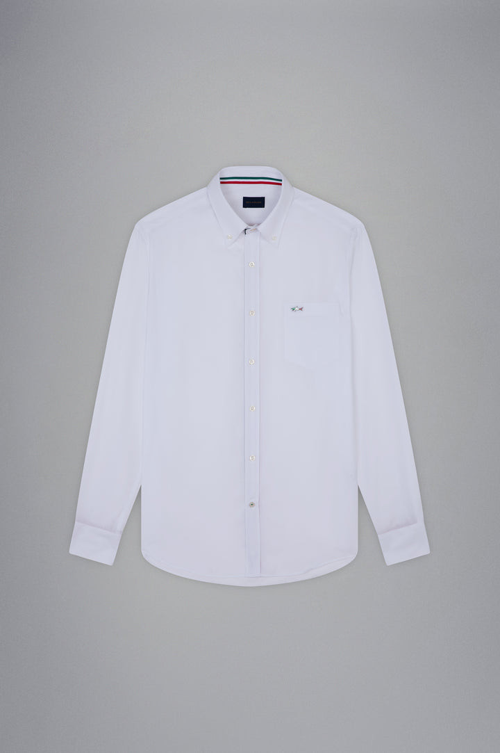 Paul & Shark Cotton Poplin Shirt with Metallic Shark | White