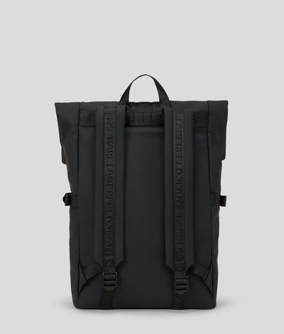 Karl Lagerfeld Utility Coated Roll Top Backpack | Black