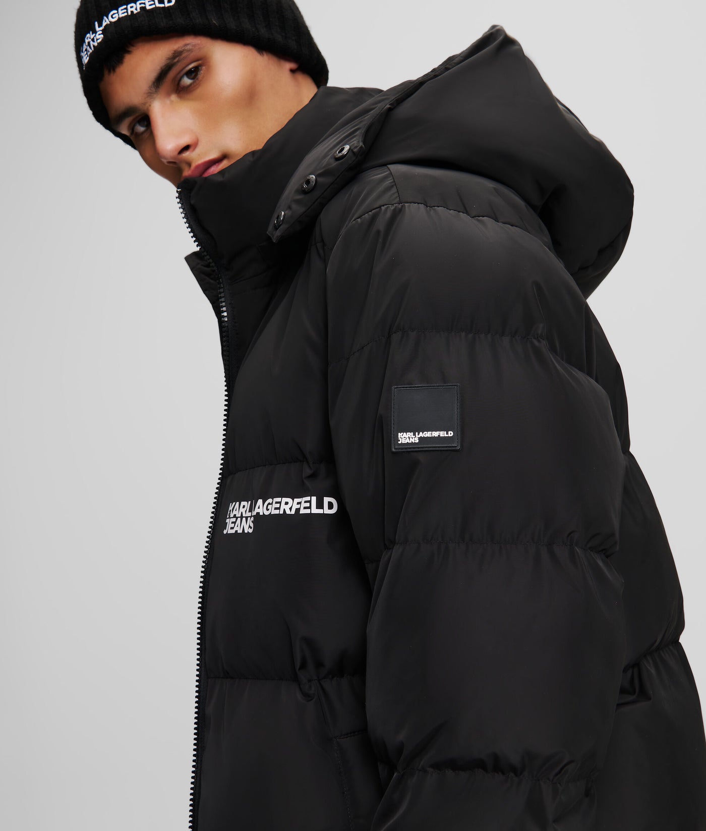 Karl Lagerfeld Hooded Puffer Jacket | Black