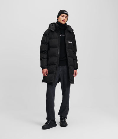 Karl Lagerfeld Hooded Long Line Puffer Coat | Black