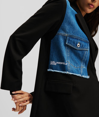 Karl Lagerfeld Fabric Mix Blazer | Black/Blue