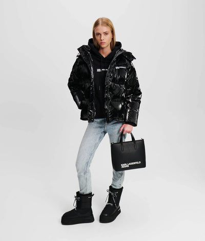 Karl Lagerfeld Pearlized Puffer Jacket | Black