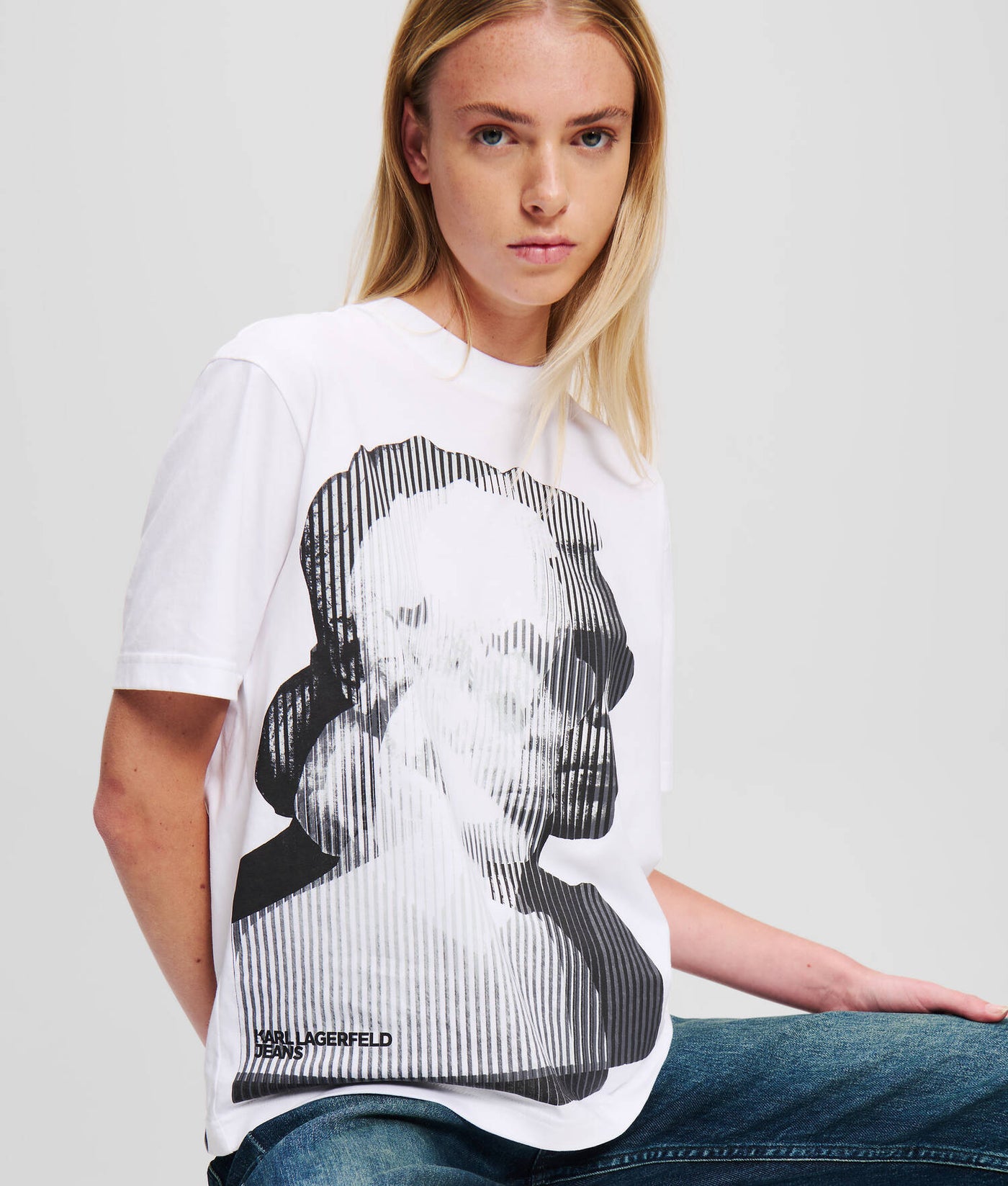 Karl Lagerfeld Print Regular Fit T-shirt | White