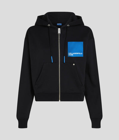 Karl Lagerfeld Zip Up Regular Fit Hoodie | Black