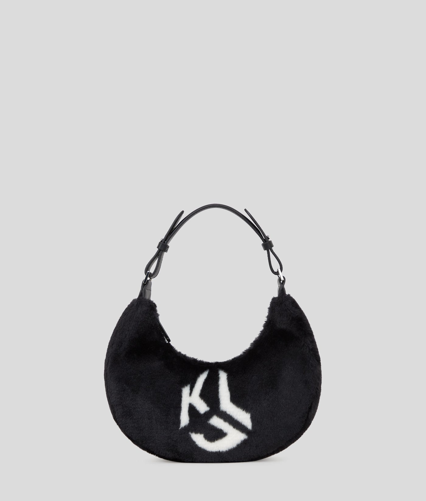 Karl Lagerfeld Faux Fur Half Moon Shoulder Bag | Black