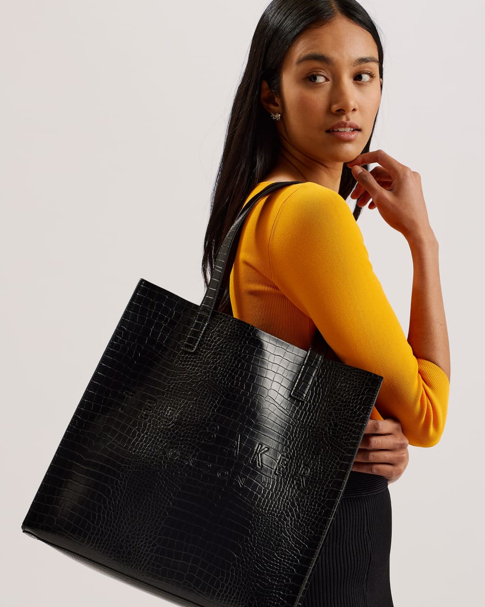 Ted Baker Croccon Croc Detail Large Icon Bag | Black