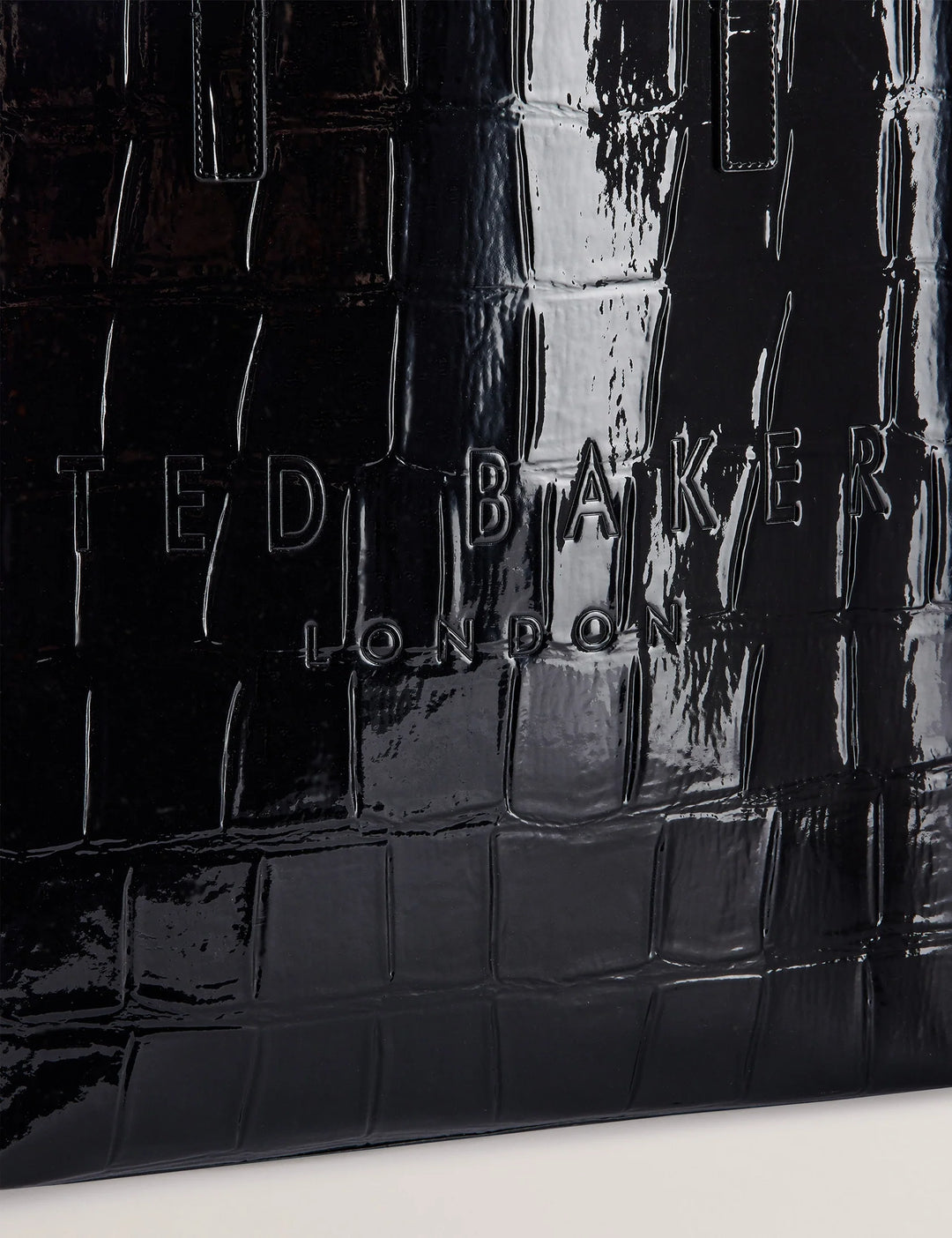 Ted Baker Croccon Large Croc Texture Icon Tote Bag | Jet Black