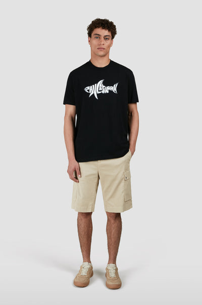 Paul & Shark Printed Shark Cotton Jersey T-shirt | Black