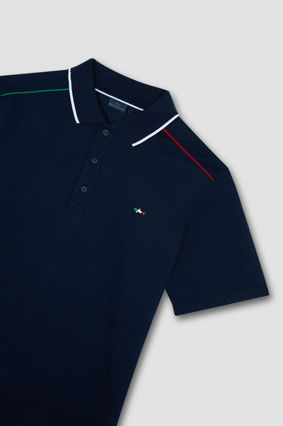 Paul & Shark Fine Piqué Cotton Polo Shirt with Metal Shark | Navy