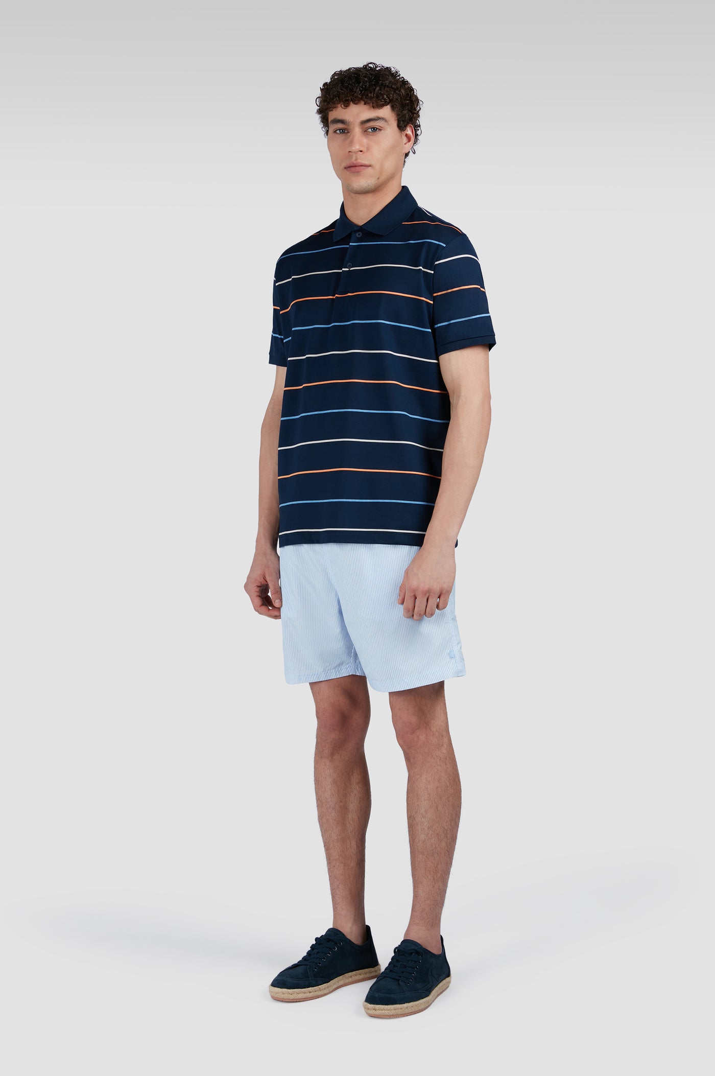 Paul & Shark Double Mercerised Jersey Cotton Polo Shirt | Navy/Multi