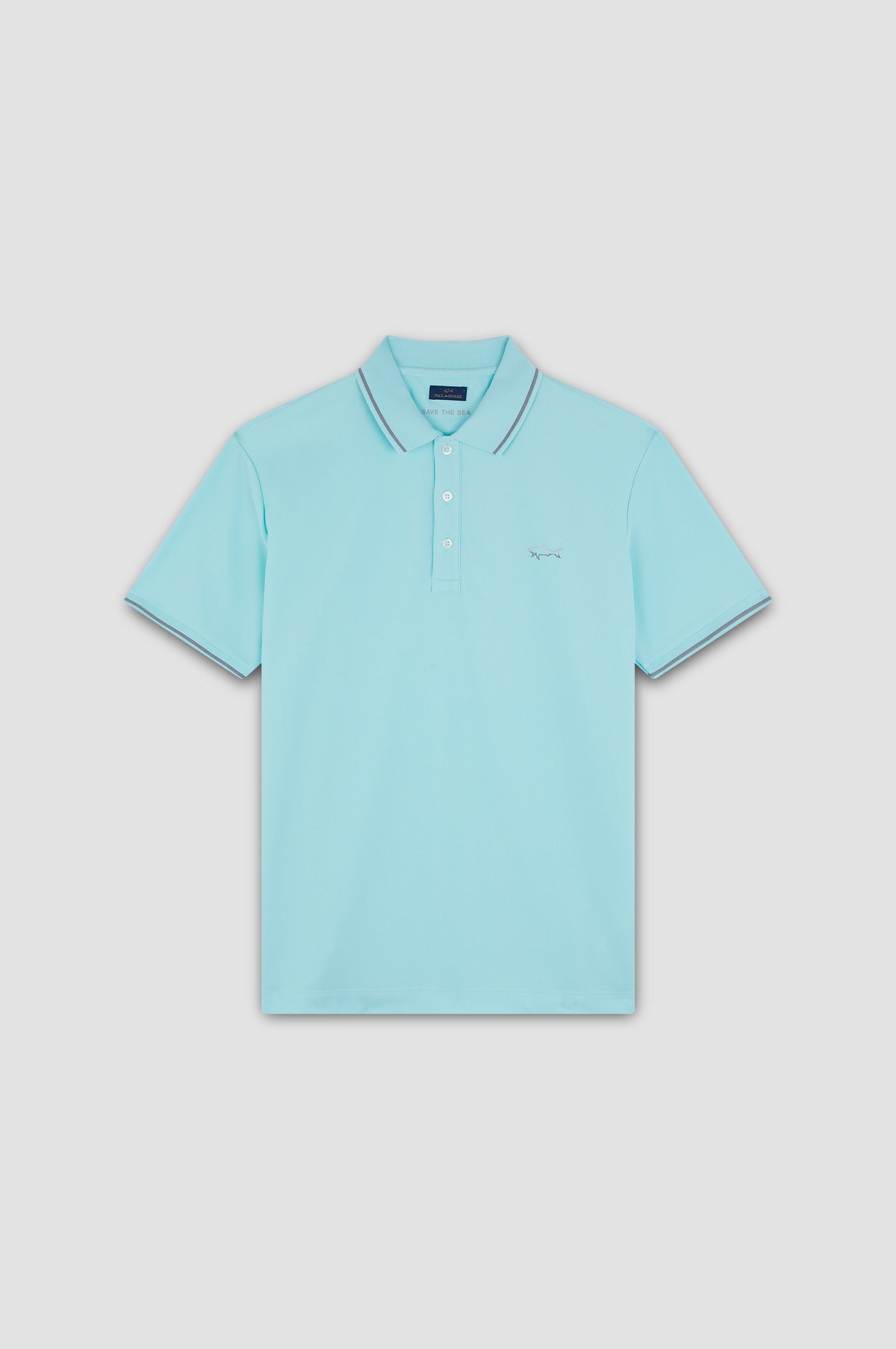 Paul & Shark Printed Shark Seaqual® Yarn Polo Shirt | Turquoise