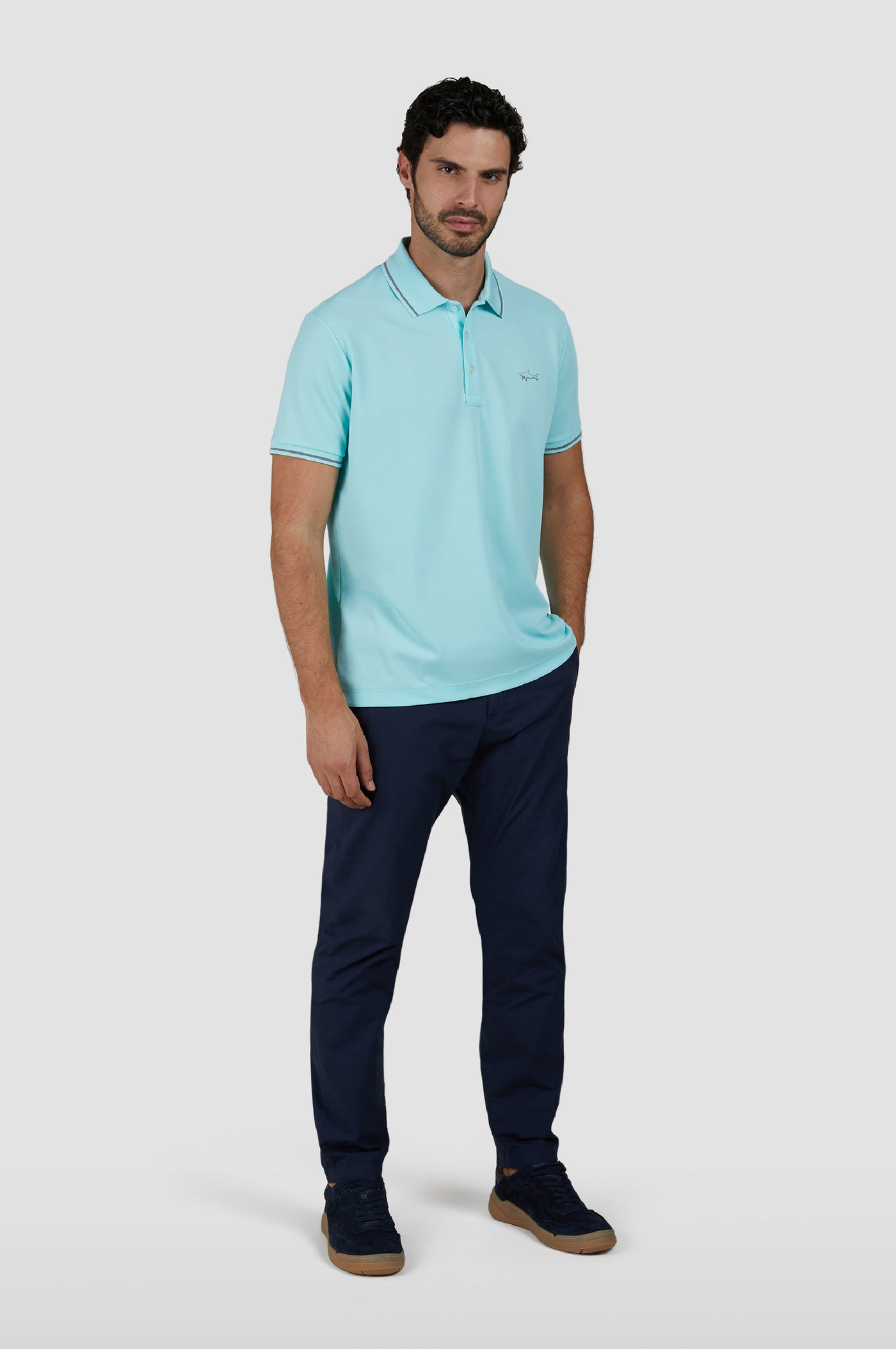 Paul & Shark Printed Shark Seaqual® Yarn Polo Shirt | Turquoise