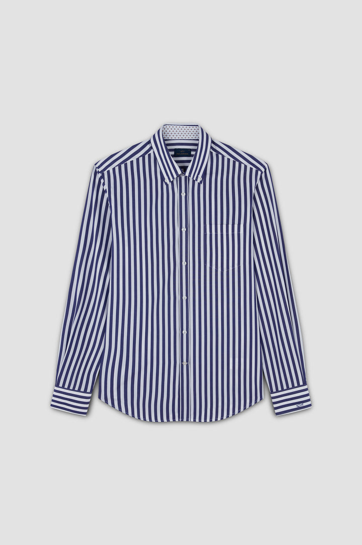 Paul & Shark Soft Touch Cotton Poplin Stripes Shirt | Navy/White