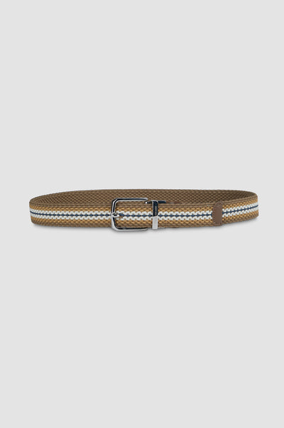 Paul & Shark Leather Elastic Striped Belt | Tan