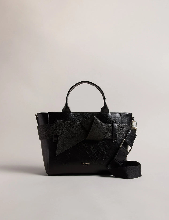 Ted Baker Jimsa Knot Bow Faux Leather Crossbody Tote Bag | Jet Black