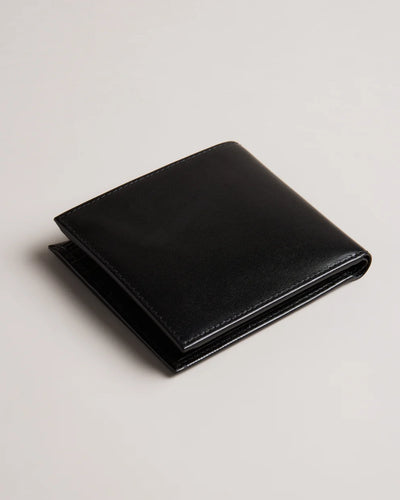 Ted Baker Prugs Embossed Corner Leather Bifold Coin Wallet | Black