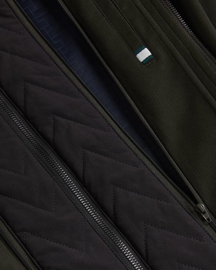 Ted Baker Erolson Longline Funnel Neck Coat | Dark Green