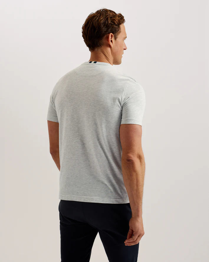Ted Baker Wiskin Branded Regular Fit T-Shirt | Grey Marl