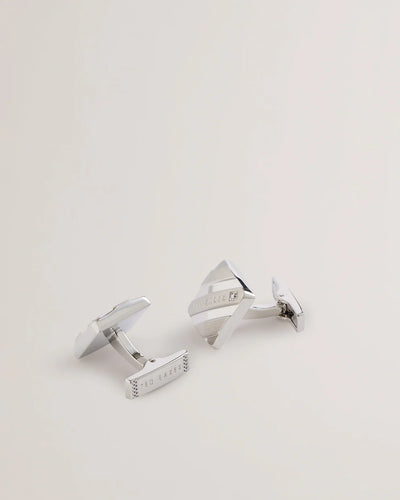 Ted Baker Dillon Striped Branded Cufflinks | Silver