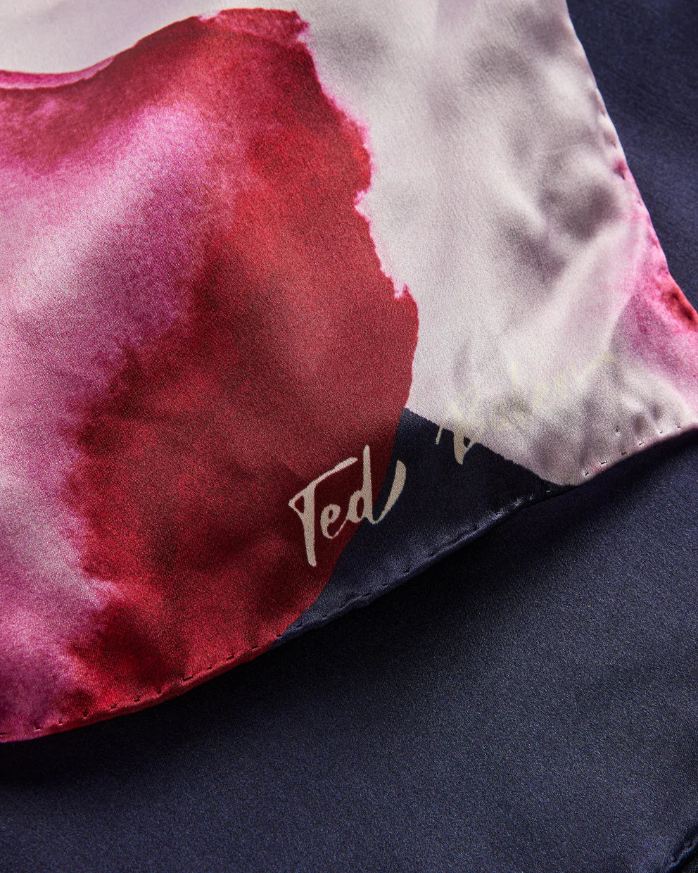 Ted Baker Janices Flower Printed Silk Square Scarf | Dark Blue