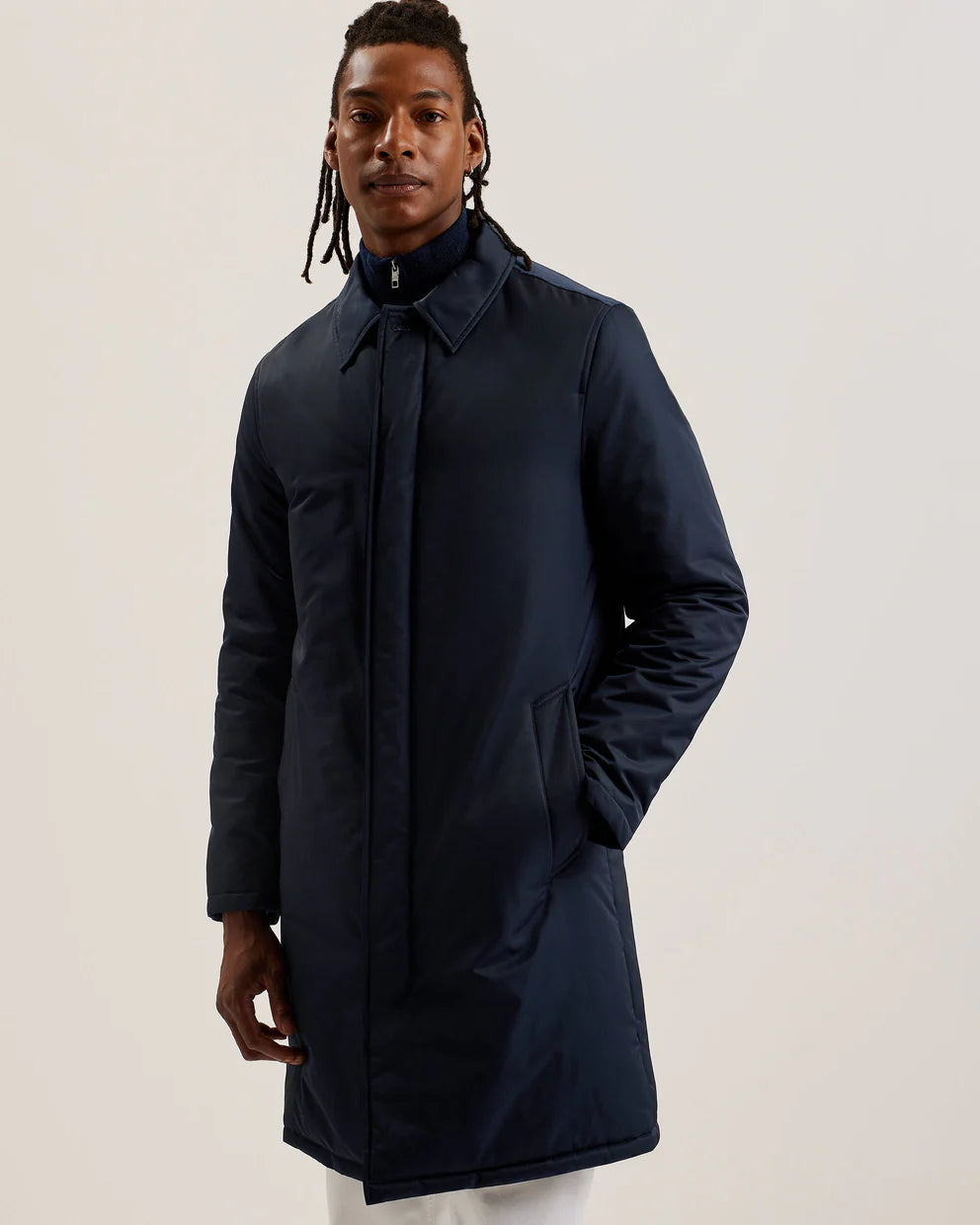 Ted Baker Marx Nylon Sateen Wadded Car Coat | Navy