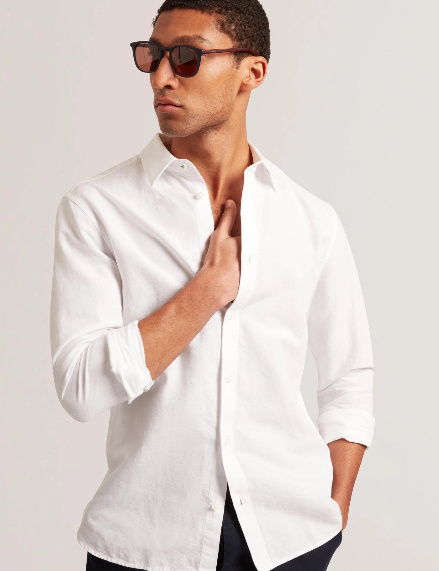 Ted Baker Zafra Regular Linen Shirt | White