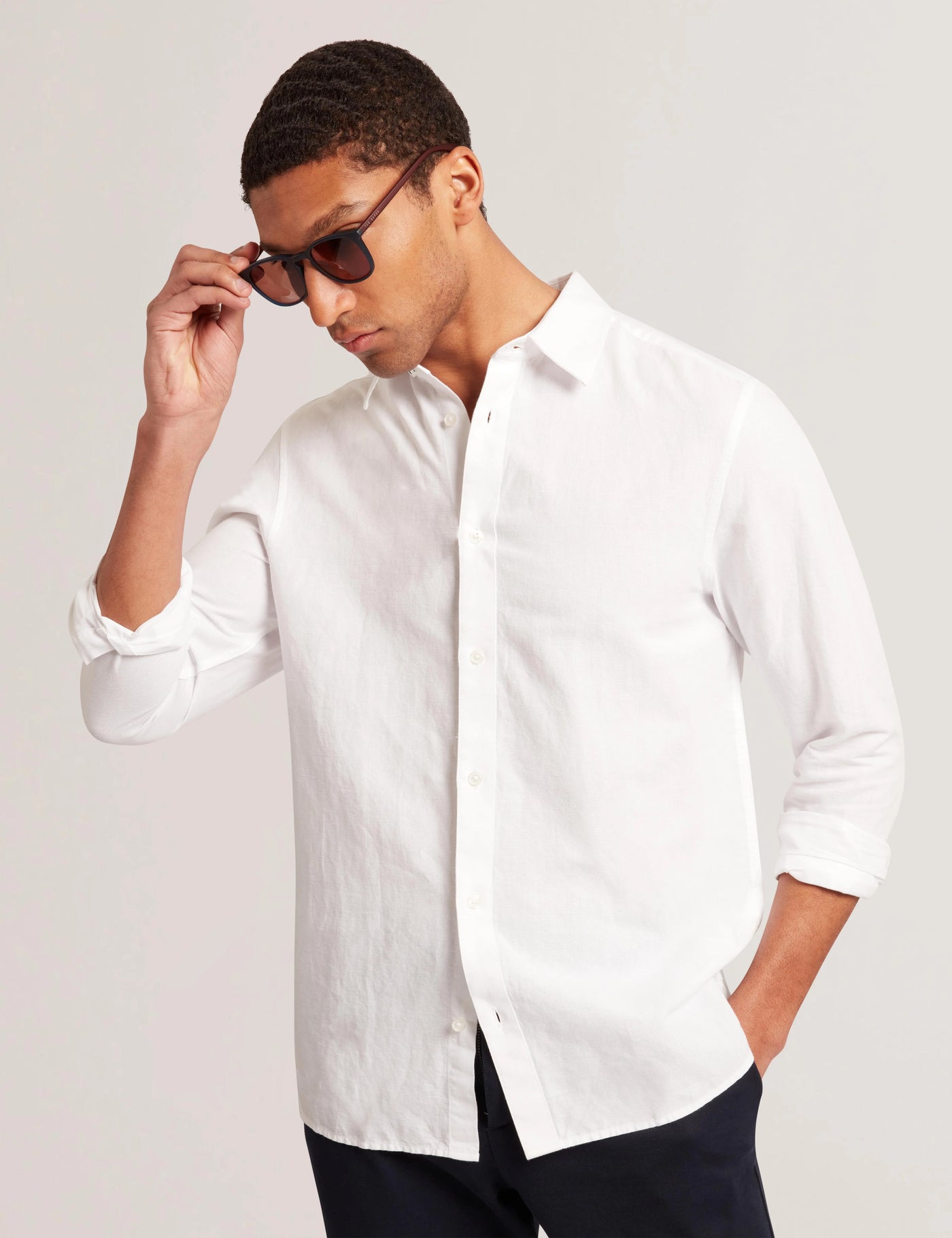 Ted Baker Zafra Regular Linen Shirt | White
