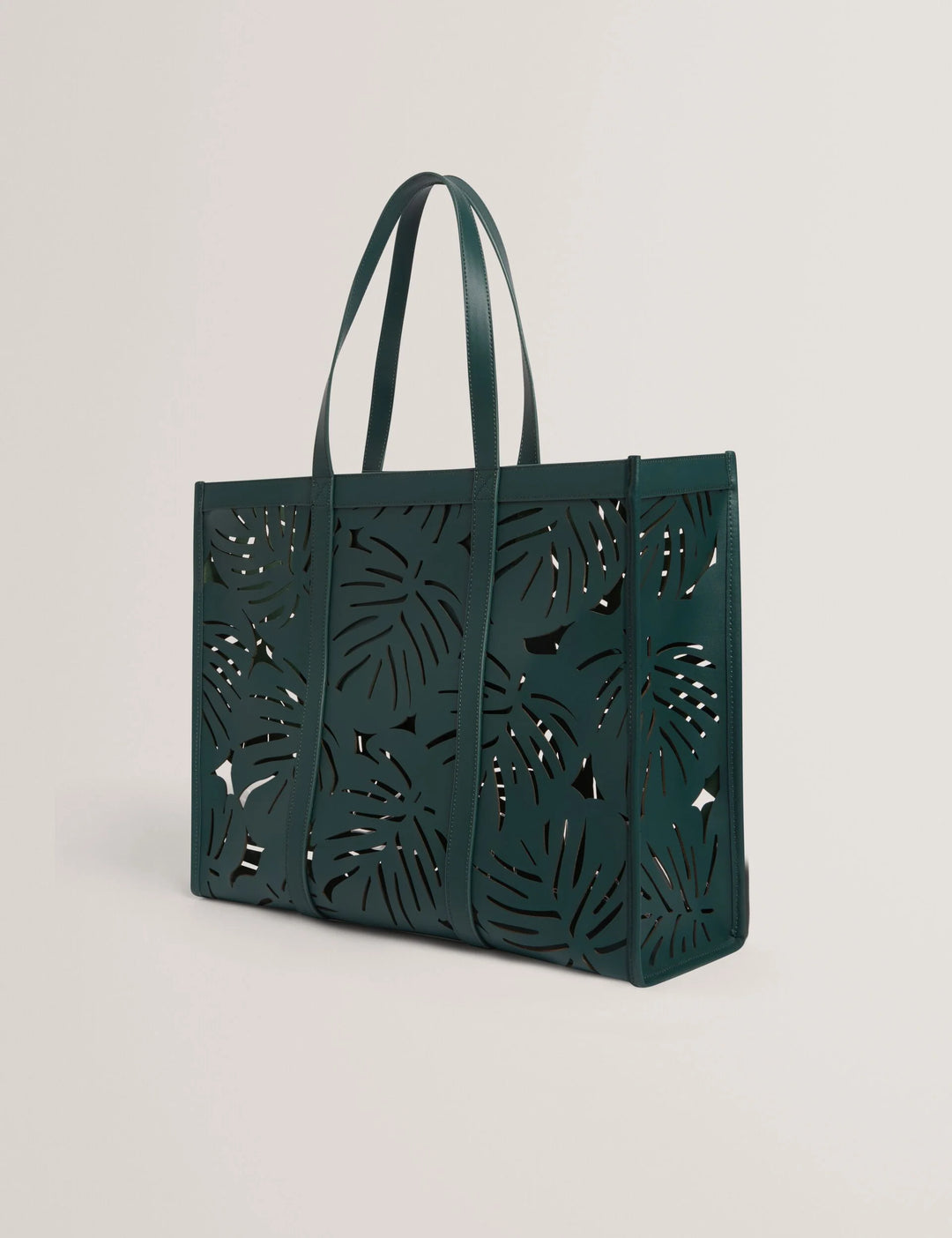 Ted Baker Leiian Leaf Cut Out Wide Leather Tote Bag | Green