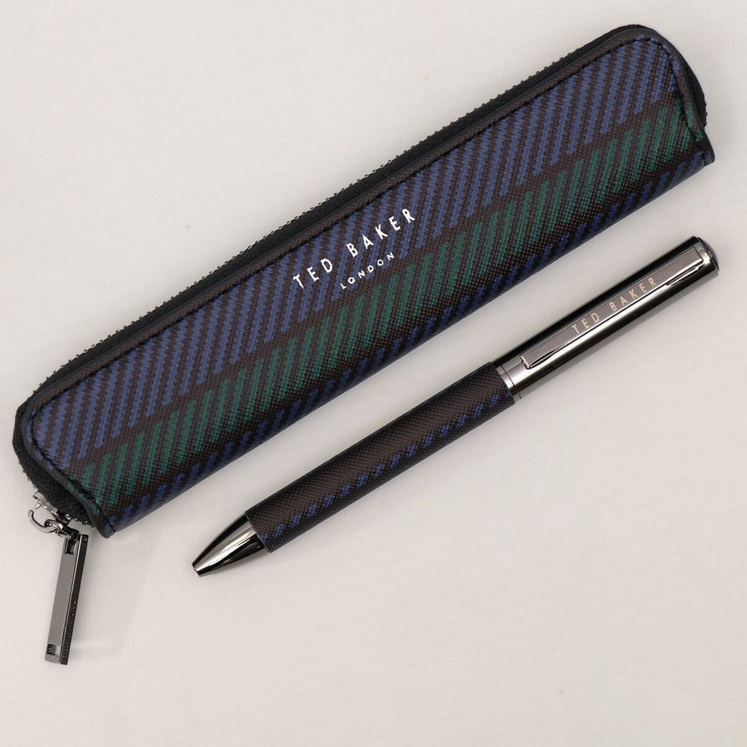 Ted Baker Glenvil Printed Pencil Case and Pen Set | Black
