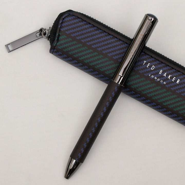 Ted Baker Glenvil Printed Pencil Case and Pen Set | Black